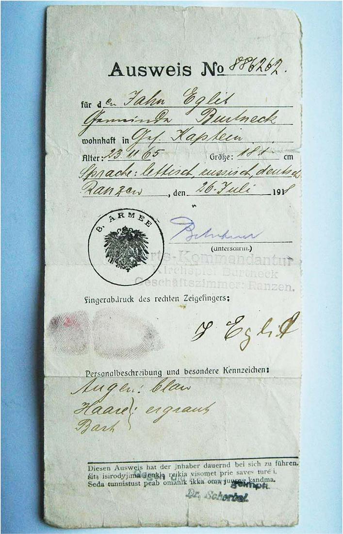 GERMAN WW1 MILITARY AUSWEIS PASSPORT, STAMPED (1 of 10)