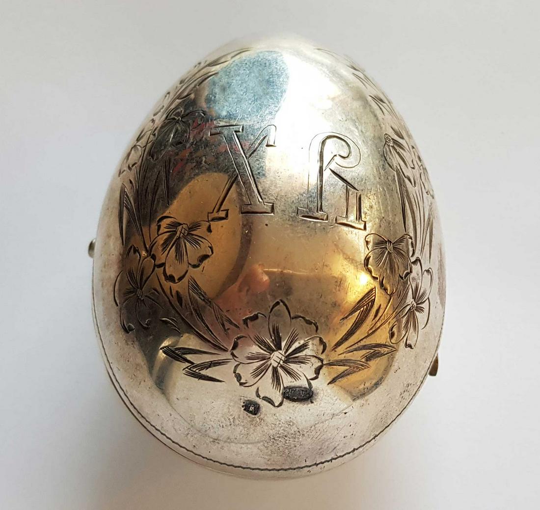 RUSSIAN ANTIQUE SILVER EGG, Gustav KLINGERT (1 of 12)
