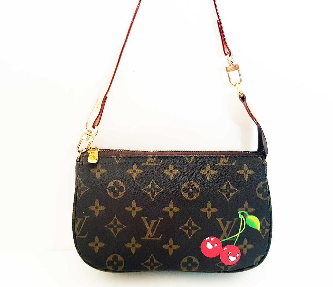 Louis Vuitton Pochette Accessoires Hand Bag Th0015 Monogram Cherry