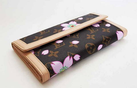 LOUIS VUITTON Monogram Cherry Blossom Porte Tresor International Wallet  Brown 40542