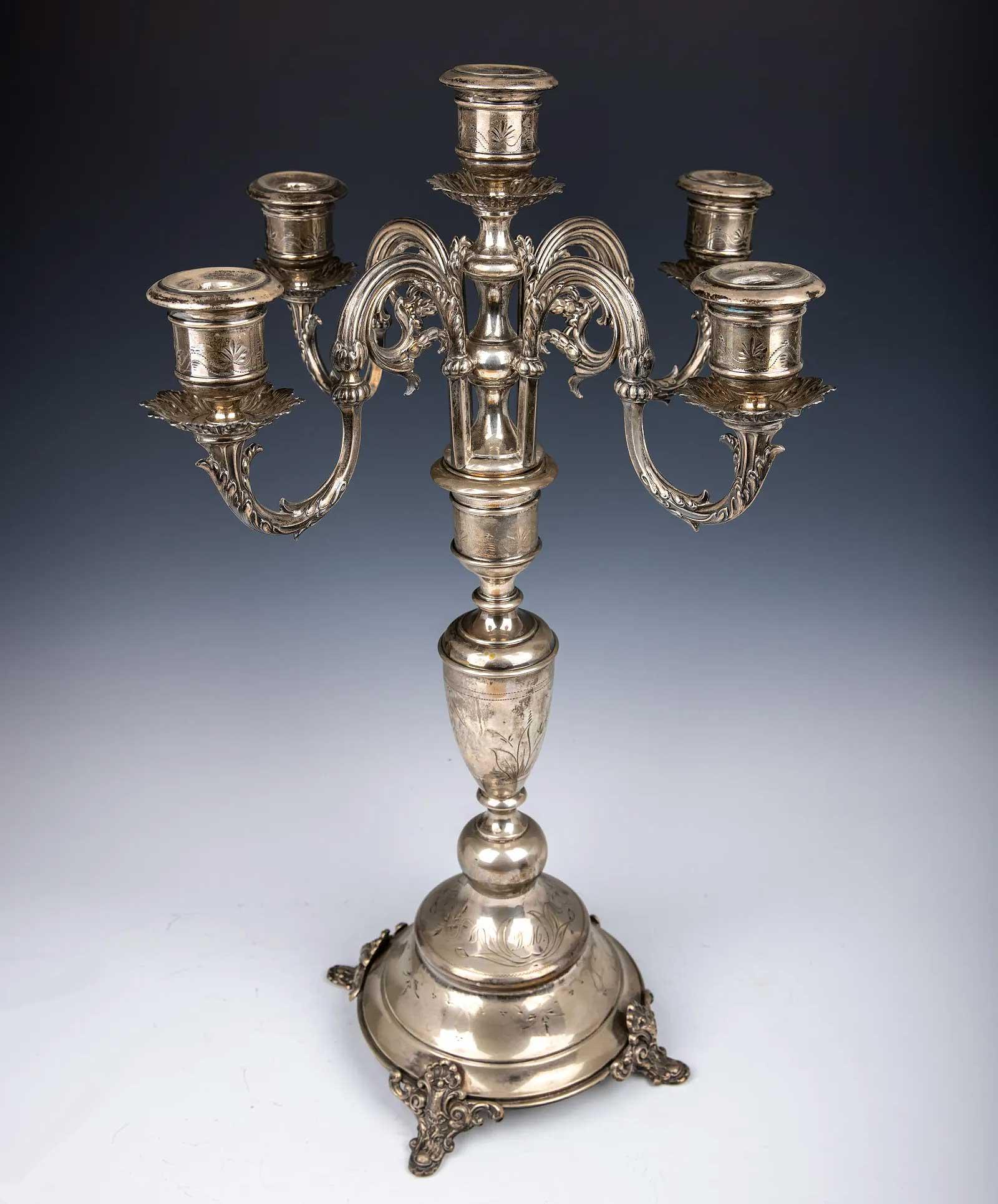 ANTIQUE LARGE and HEAVY SILVER CANDELABRA, VIENNA 1890 (1 of 17)