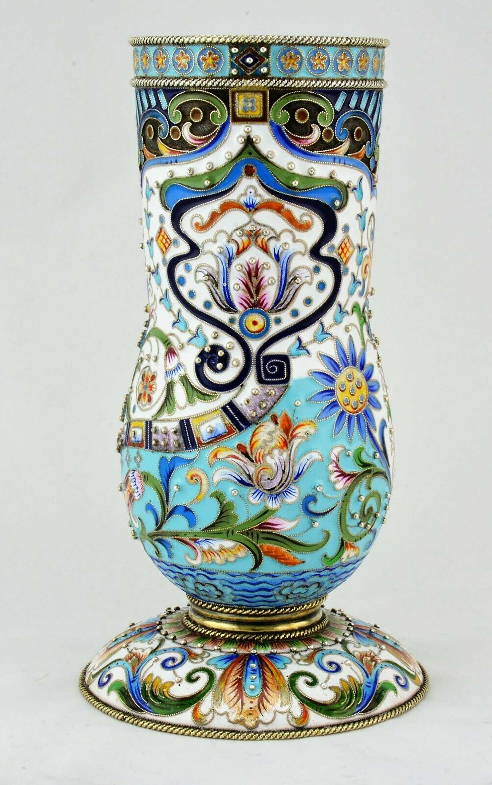 FABERGE - RUSSIAN ENAMEL VASE, FEODOR RUCKERT (1 of 17)