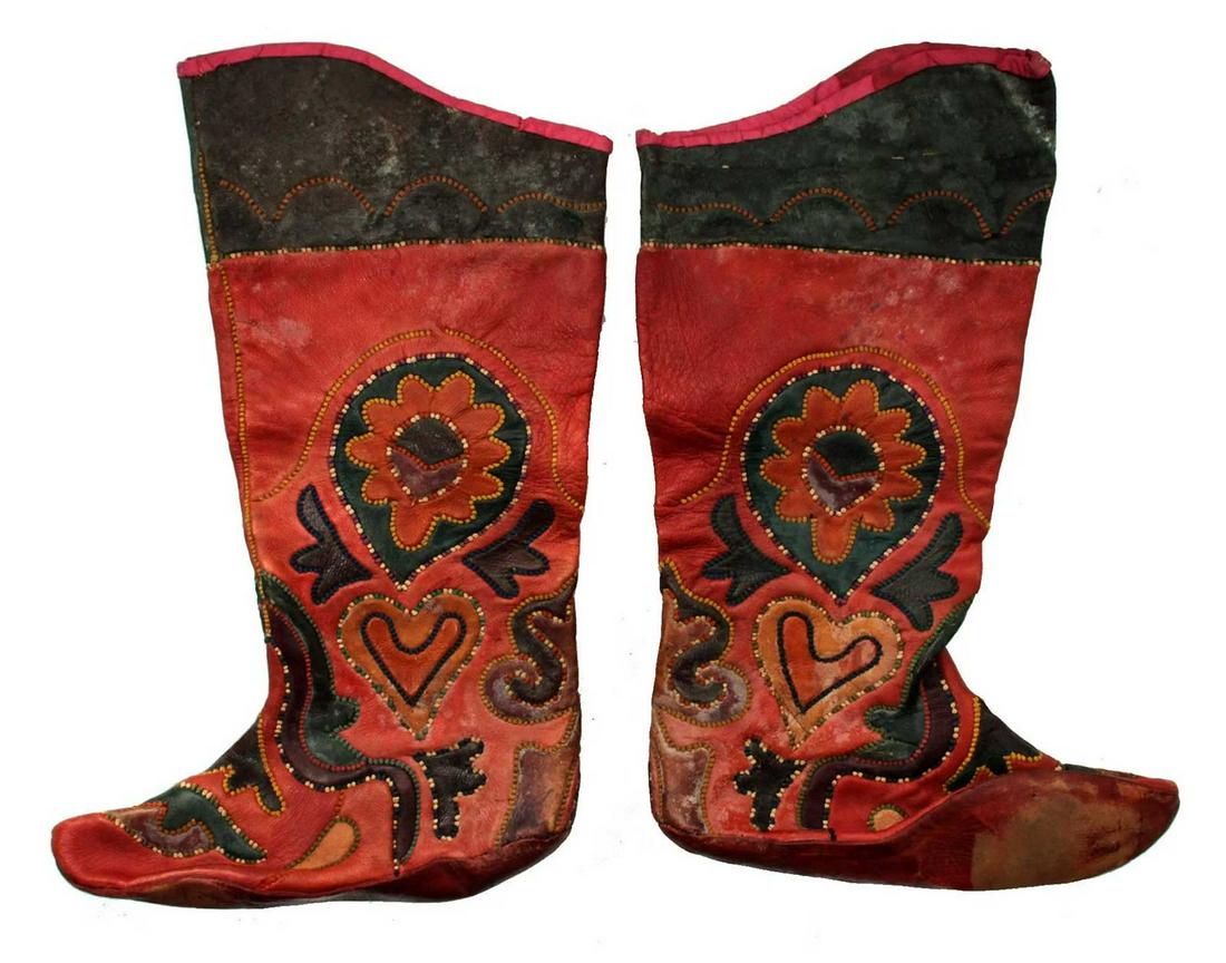 RARE ANTIQUE PAIR of RUSSIAN BOOTS, TORZHOK, 19c. (1 of 7)