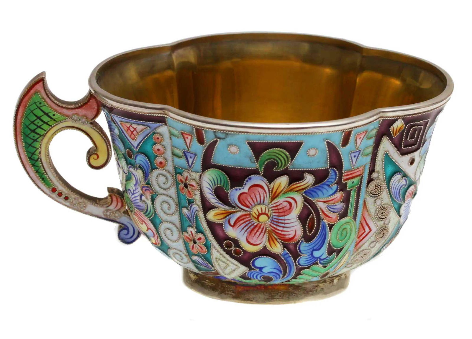 ANTIQUE RUSSIAN SILVER & ENAMELLED TEA CUP, 19c. (1 of 12)