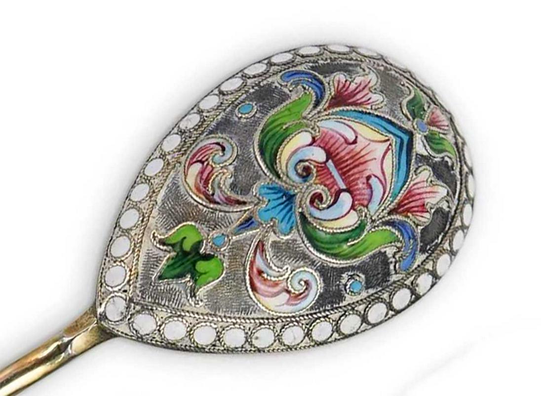 FABERGE - RUSSIAN SILVER CLOISONNE SPOON (1 of 13)