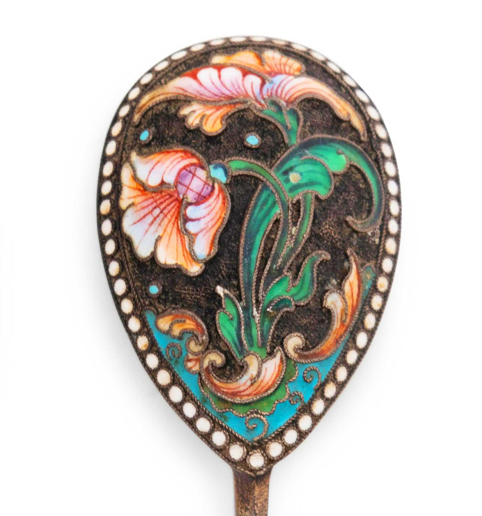 ANTIQUE RUSSIAN SILVER CLOISONNE ENAMEL SPOON (1 of 8)