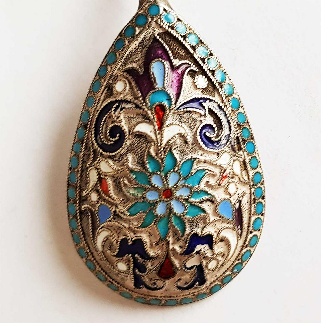 RUSSIAN SILVER & ENAMEL SPOON, GUSTAV KLINGERT (1 of 11)