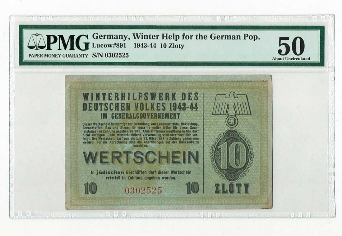 GERMAN WW2 ANTI-SEMITIC WHW 10 ZLOTY BANKNOTE (1 of 10)