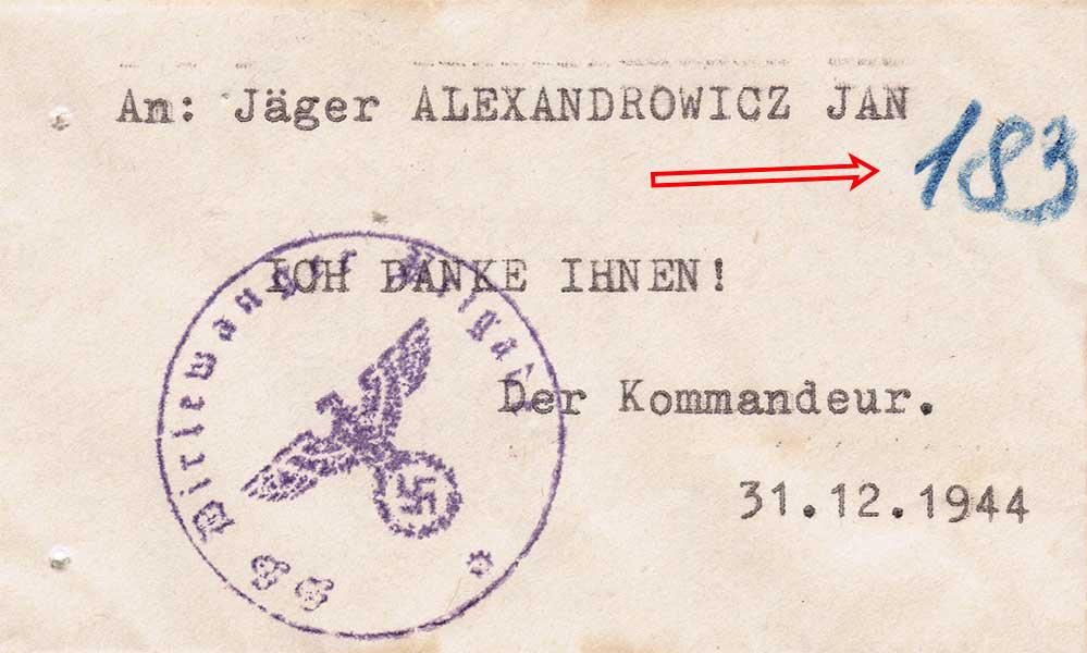 GERMAN WW2 ENVELOPE for MONEY, JAGER DIVISION, 1944 (1 of 9)