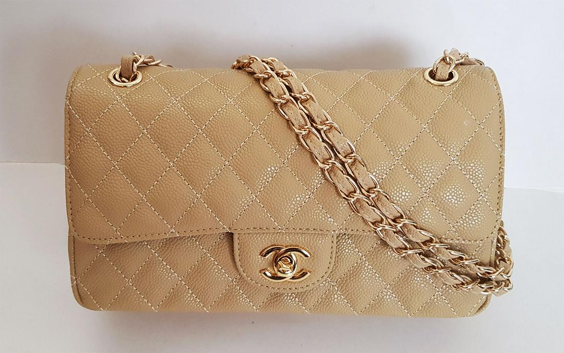 CHANEL BEIGE CAVIAR LEATHER MEDIUM BAG (1 of 16)
