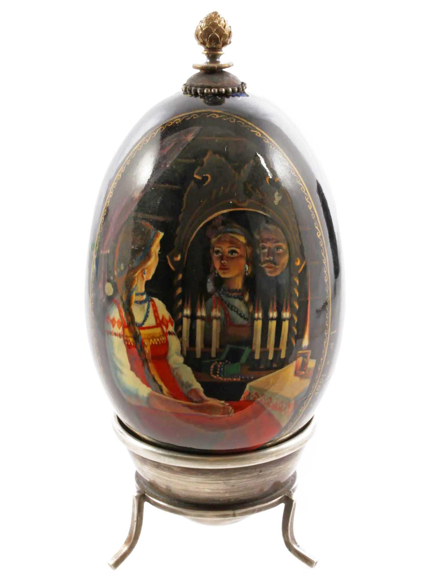 RUSSIAN IMPERIAL EASTER EGG w. SILVER STAND (1 of 7)