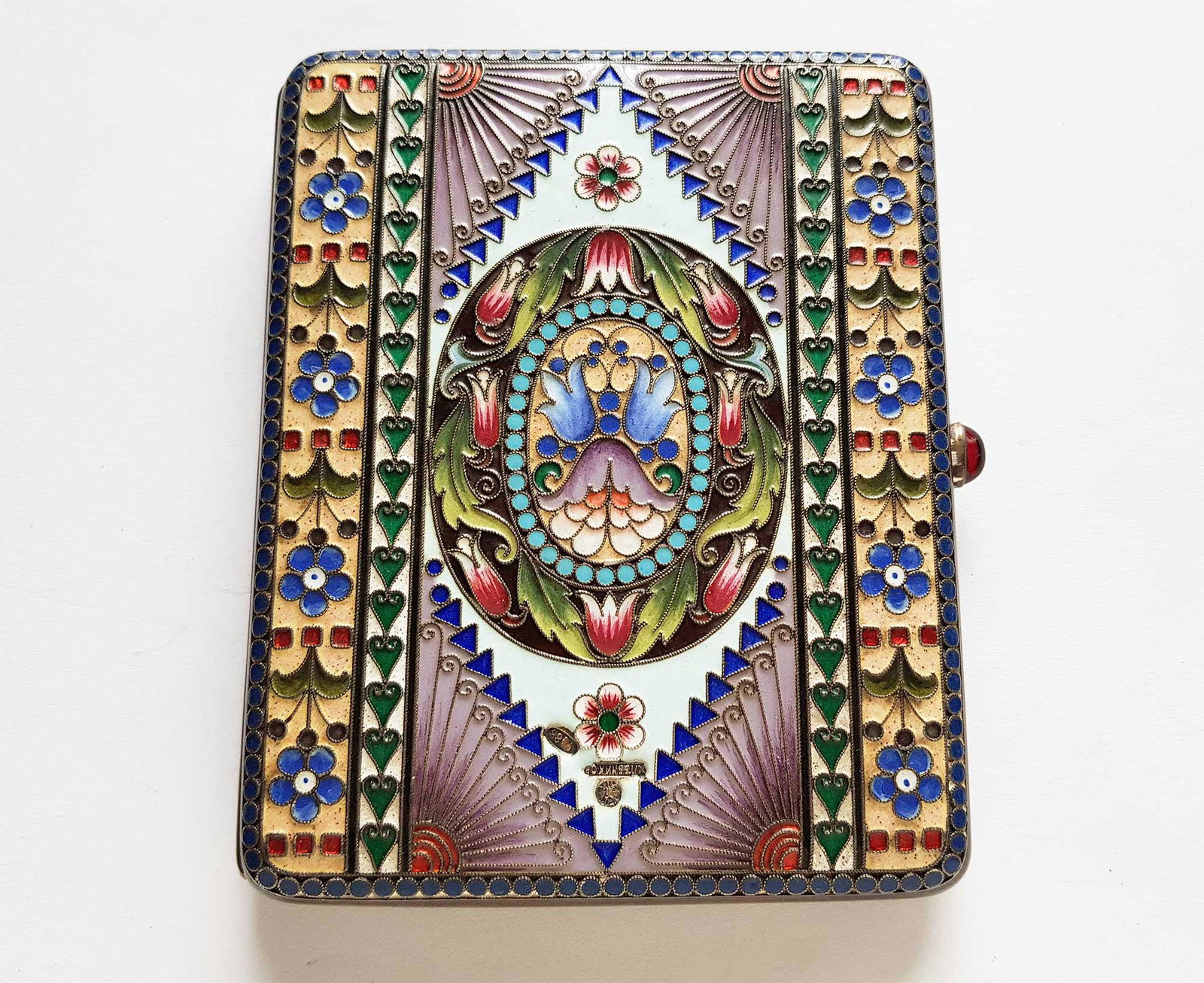 RUSSIAN SILVER CLOISONNE ENAMEL CIGARETTE CASE (1 of 17)