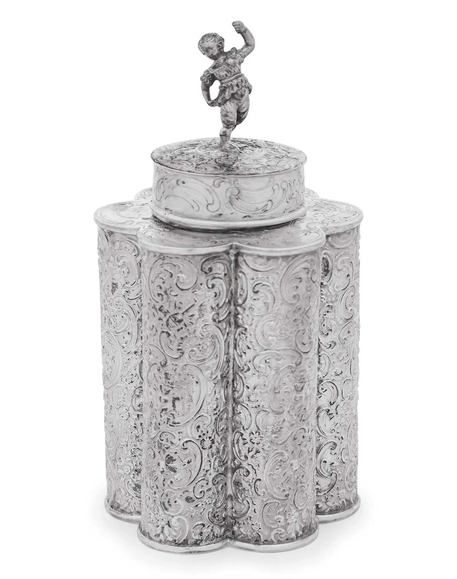 RARE AUSTRO-HUNGARIAN SILVER TEA CADDY, 19th C. (1 of 11)
