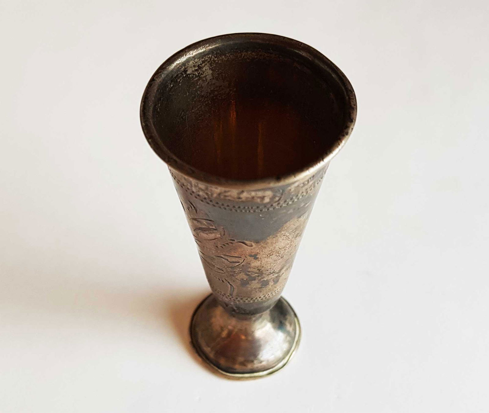 RARE ANTIQUE RUSSIAN SILVER VODKA CUP, 19c. (1 of 12)