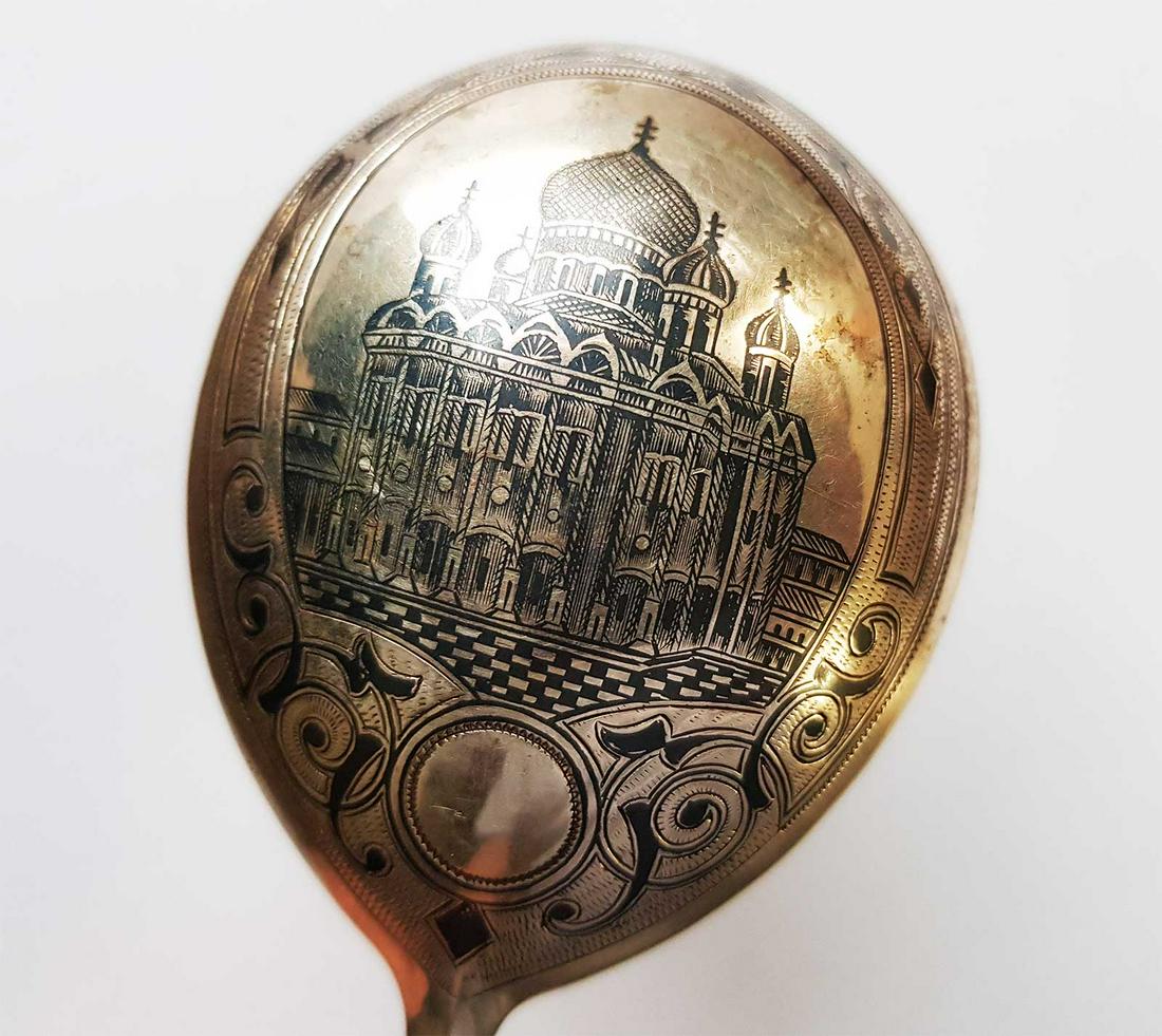 LARGE RUSSIAN IMPERIAL SILVER NIELLO SPOON, 1880 (1 of 13)