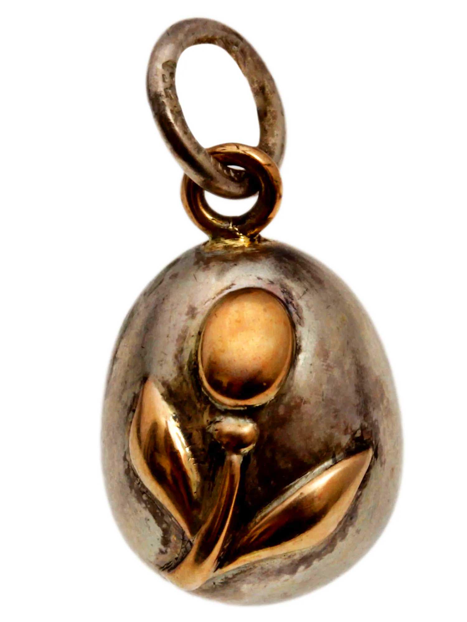 RUSSIAN IMPERIAL GOLD and SILVER EGG PENDANT (1 of 9)