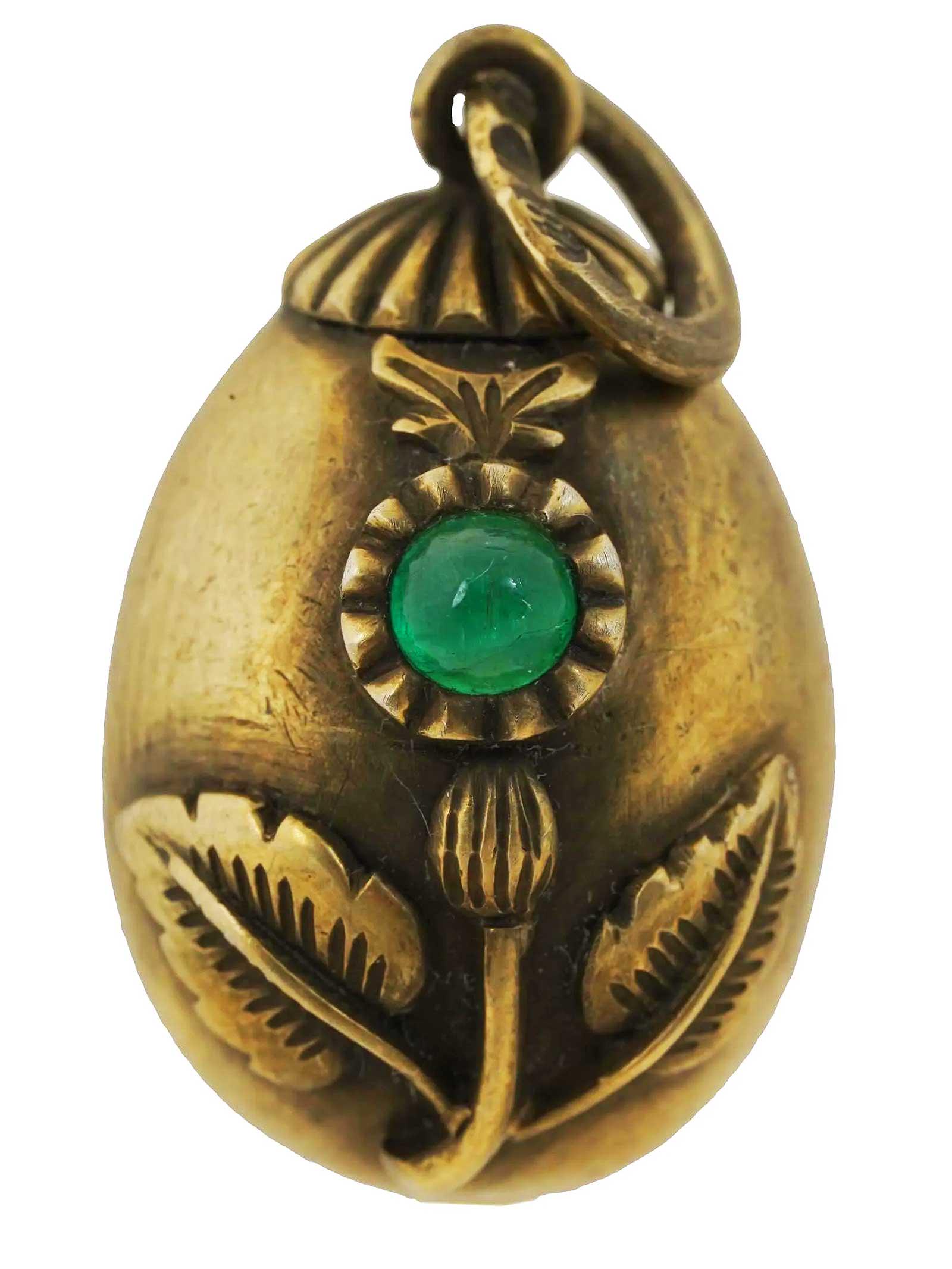 RUSSIAN IMPERIAL SILVER EGG PENDANT w. STONEs (1 of 11)