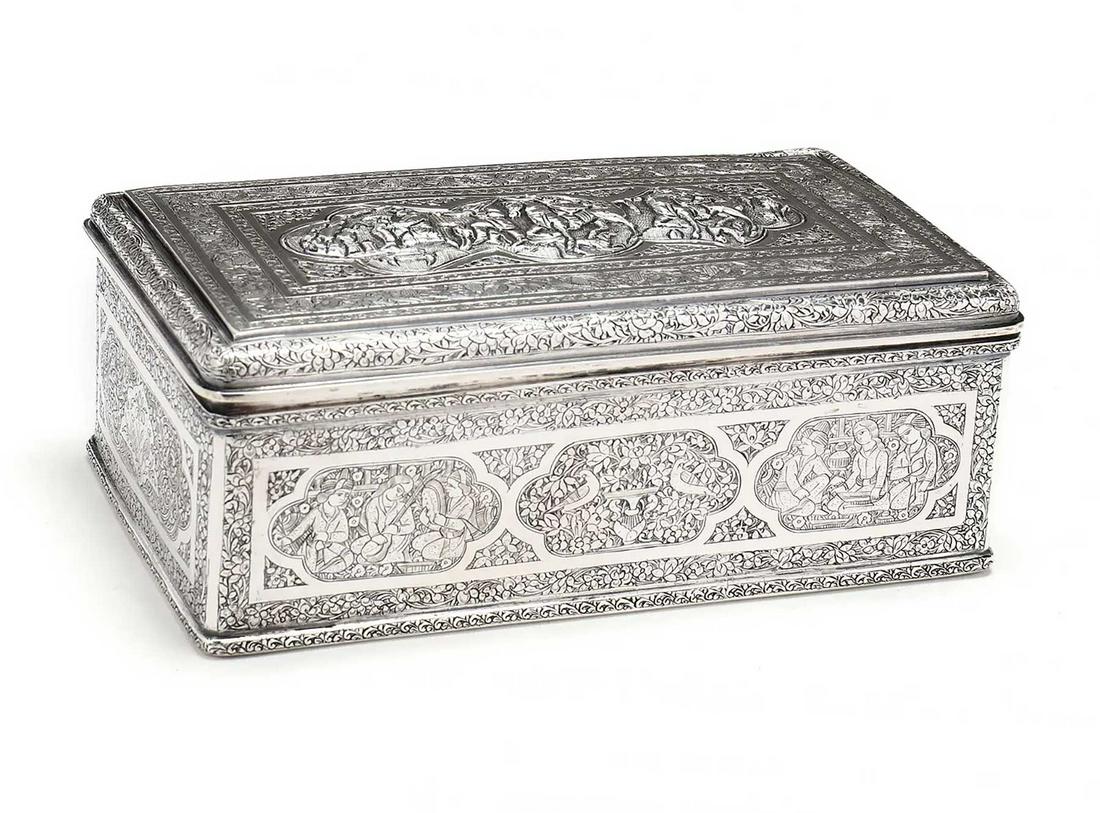 LARGE and HEAVY RUSSIAN SILVER TABLE CIGAR BOX (1 of 15)