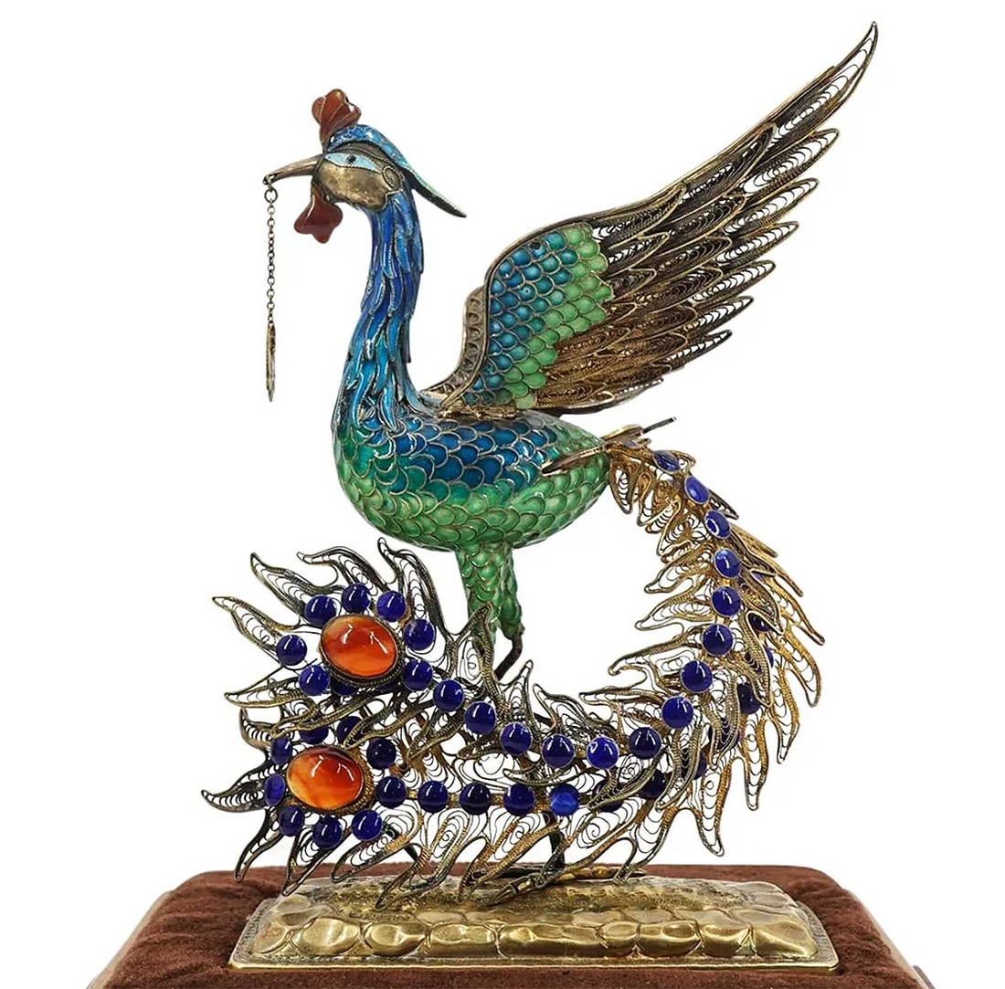 UNIQUE RUSSIAN SILVER PEACOCK, BOXed, 1882 (1 of 19)