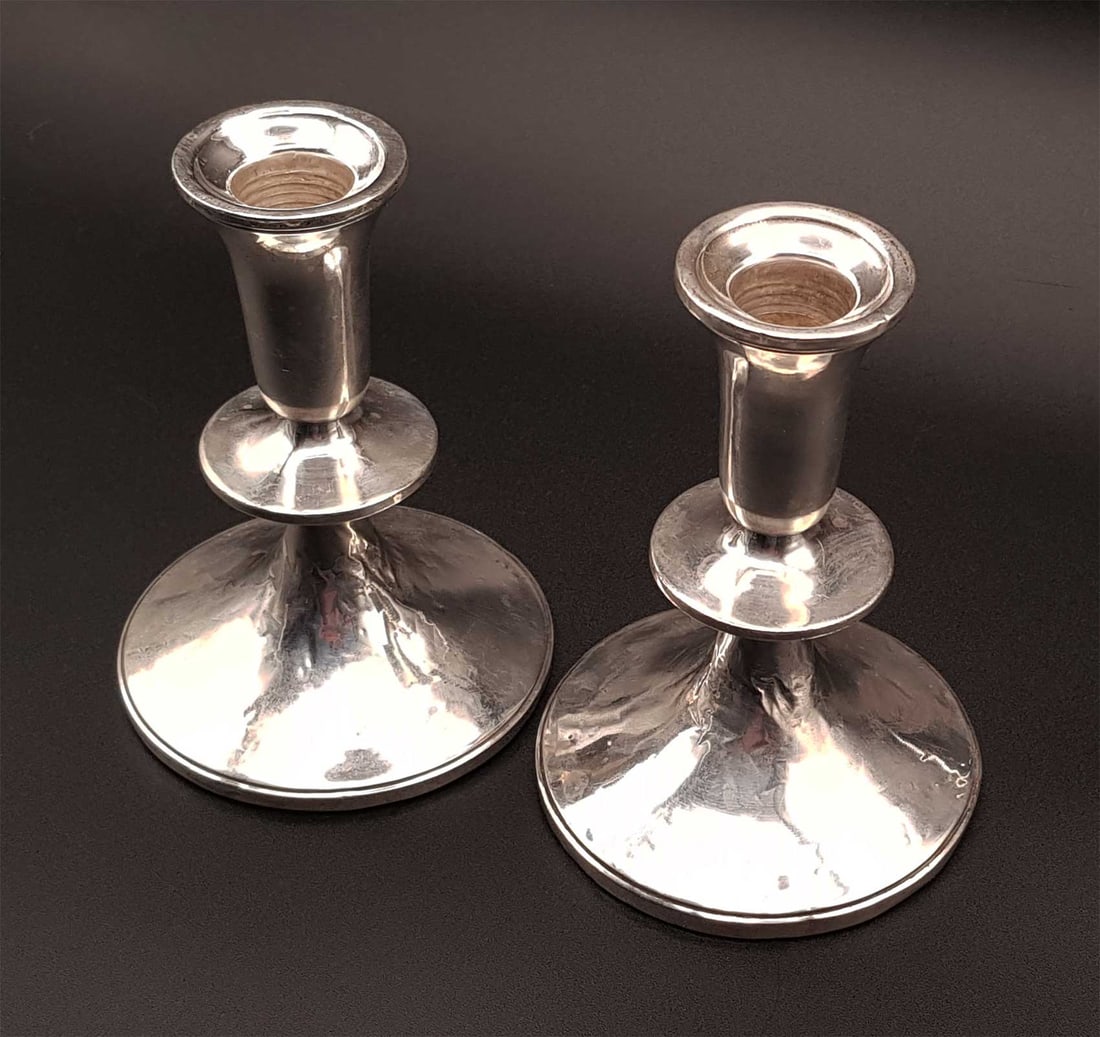 ANTIQUE AMERICAN SILVER CANDLE HOLDERS (1 of 12)
