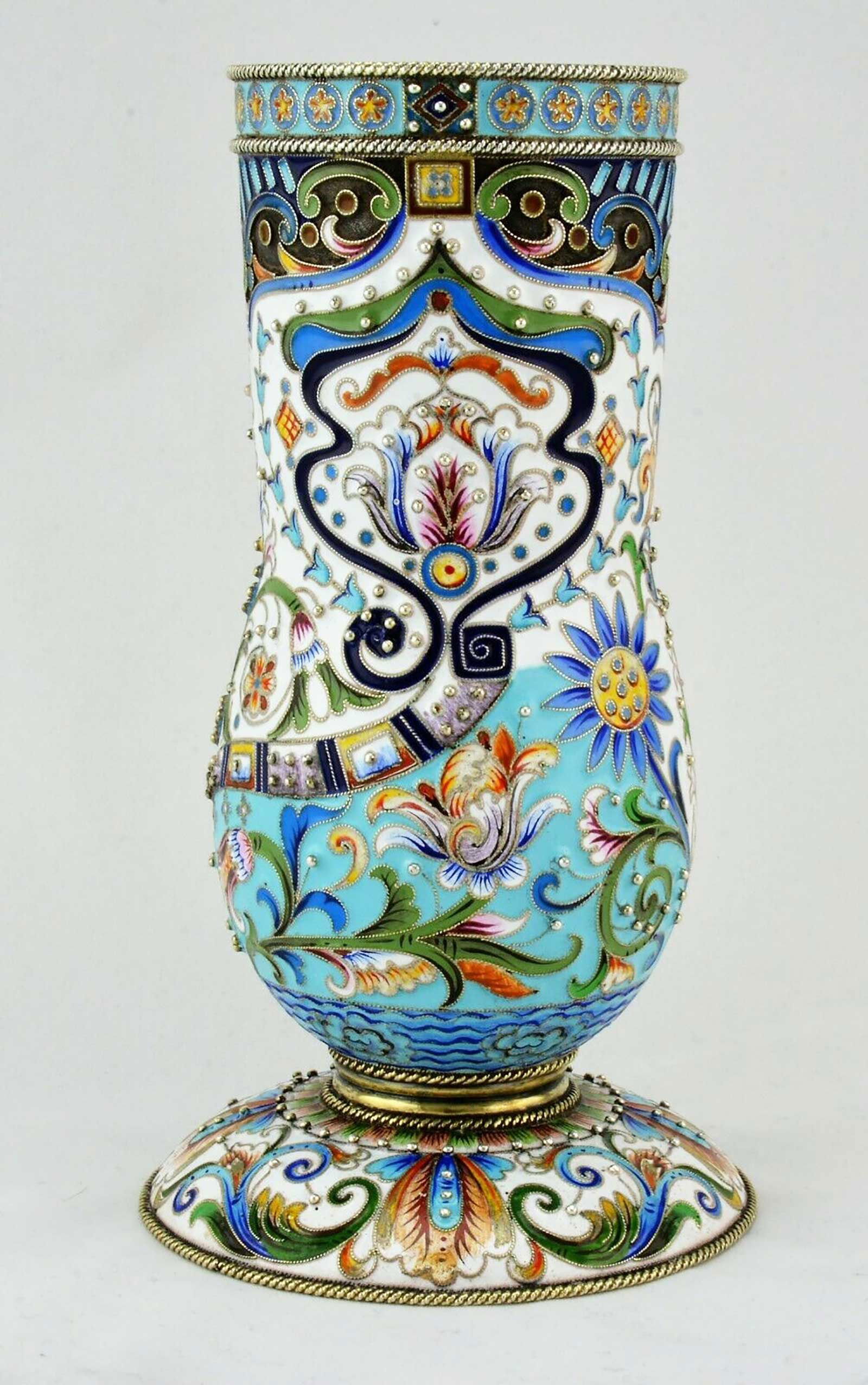 RUSSIAN IMPERIAL SILVER ENAMEL VASE (1 of 17)