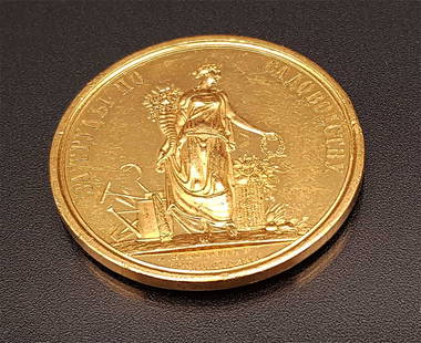 EXTREMELY RARE RUSSIAN IMPERIAL GOLD MEDAL, 1870: EXTREMELY RARE RUSSIAN IMPERIAL GOLD MEDAL for EFFORTS IN GARDENING, 1870 This is an extremely rare gold award medal from the Russian Imperial Gardening Association's St. Petersburg department, awarde