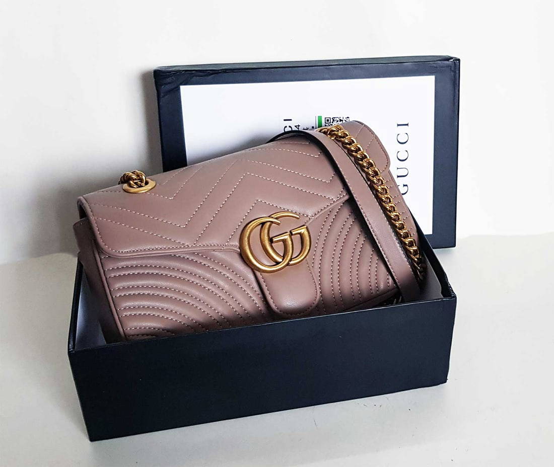 Review! Gucci GG Marmont Matelasse Shoulder Bag Size Small Nude