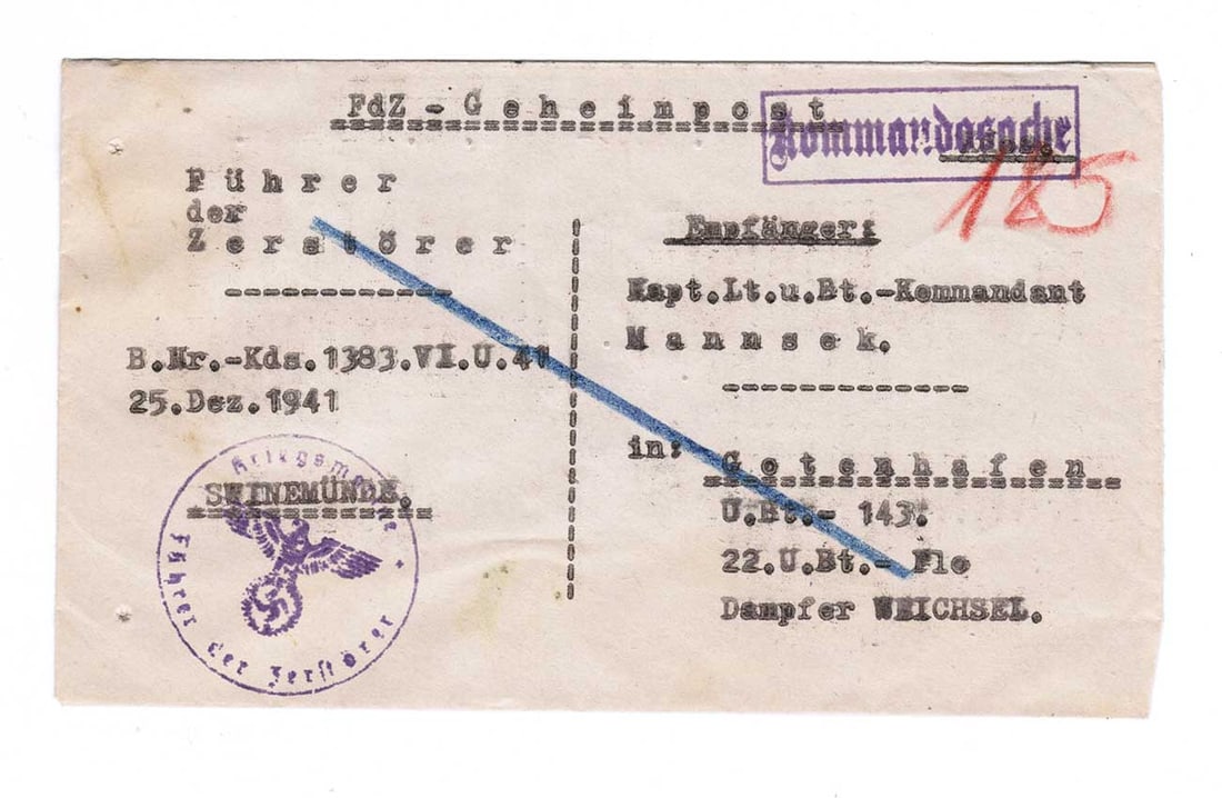 GERMAN WWII POST, U-BOAT U-143, 1941 (1 of 8)