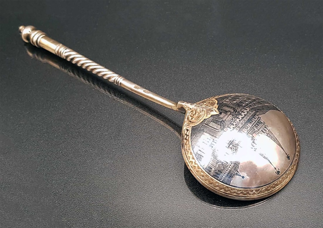 LARGE RUSSIAN IMPERIAL SILVER NIELLO SPOON (1 of 17)
