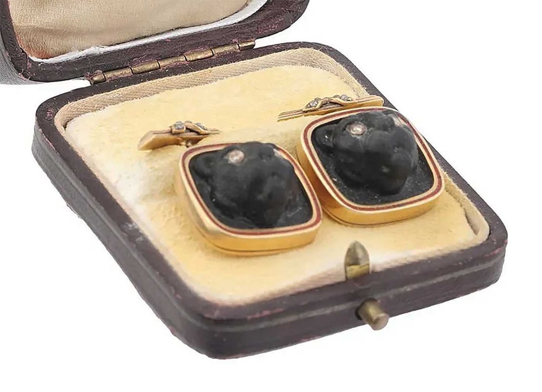 FABERGE - PAIR of SILVER & DIAMONDS PANTHER CUFFLINKS (1 of 11)