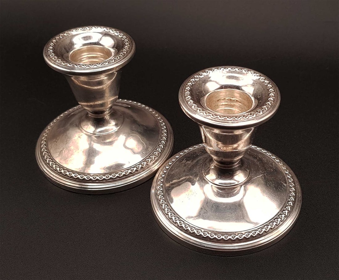ANTIQUE AMERICAN SILVER CANDLE HOLDERS (1 of 14)