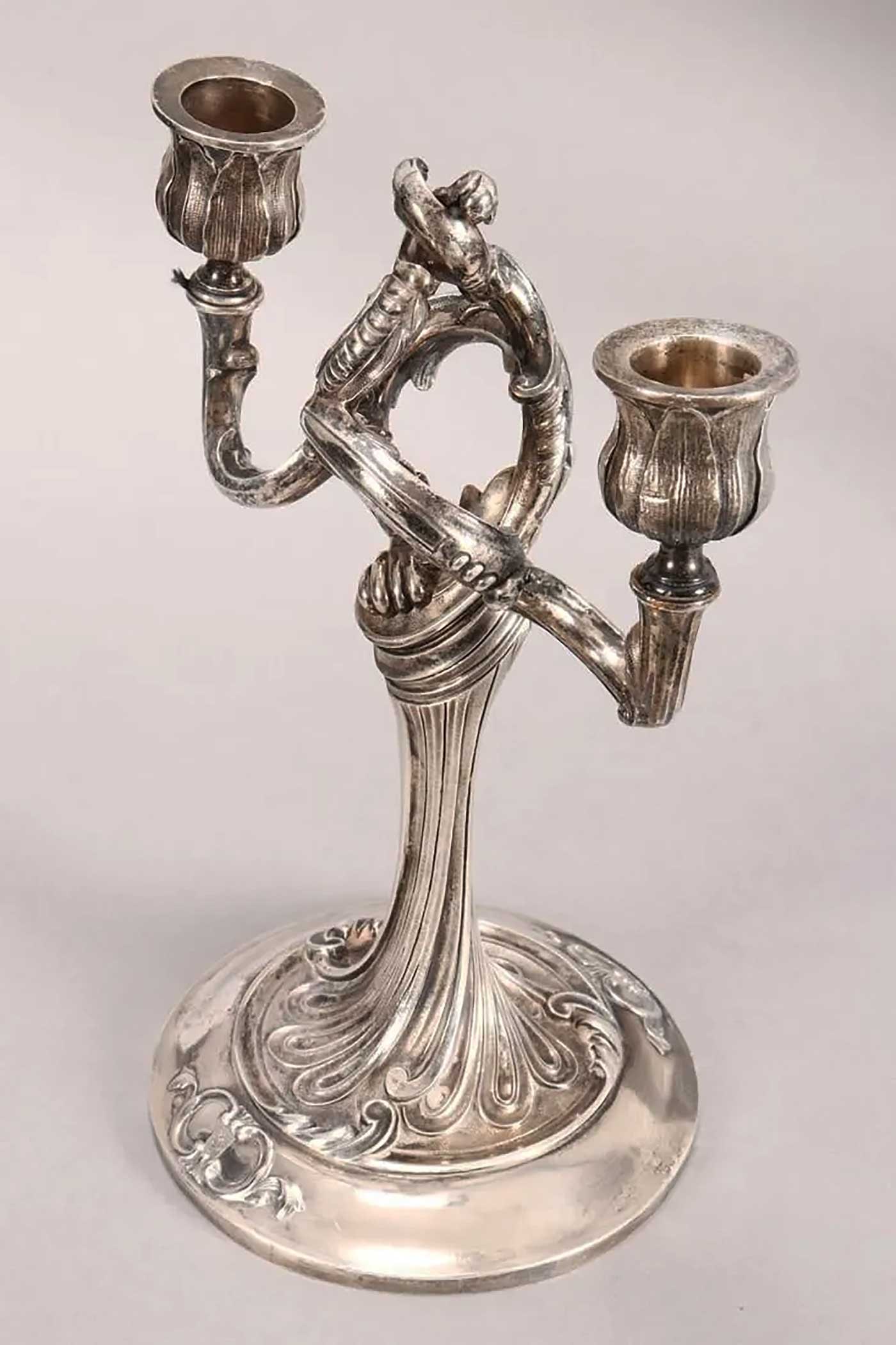 RUSSIAN SILVER TWIN BRANCHED CANDELABRA (1 of 11)