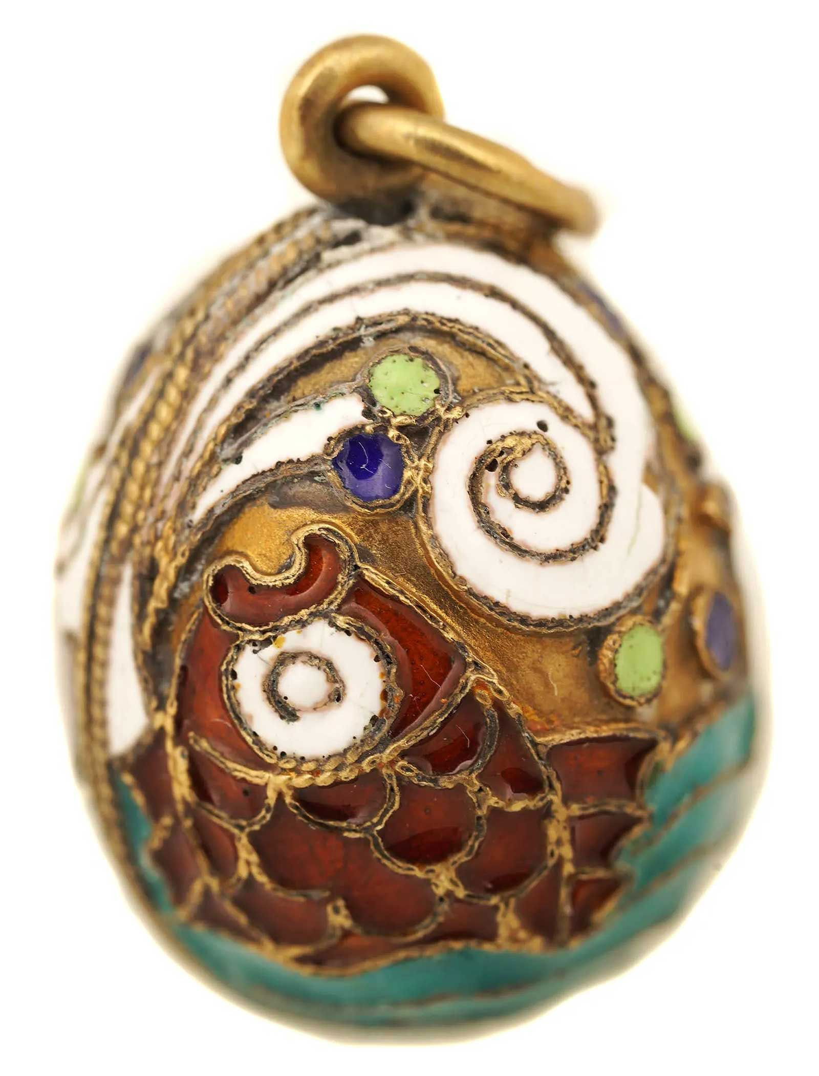 ANTIQUE RUSSIAN SILVER ENAMEL EGG PENDANT (1 of 11)