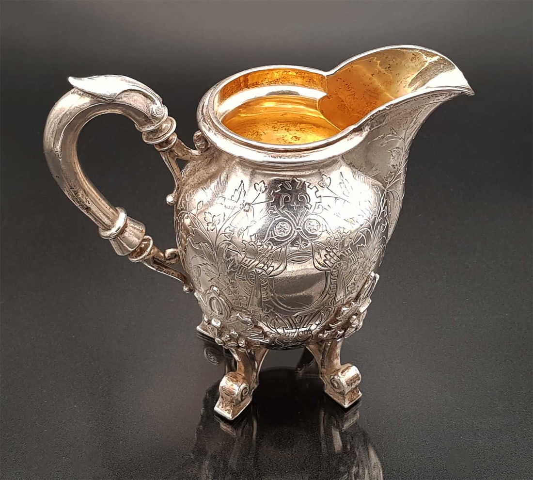 RARE EDWARDIAN - RUSSIAN SILVER CREAMER, 1886 (1 of 20)