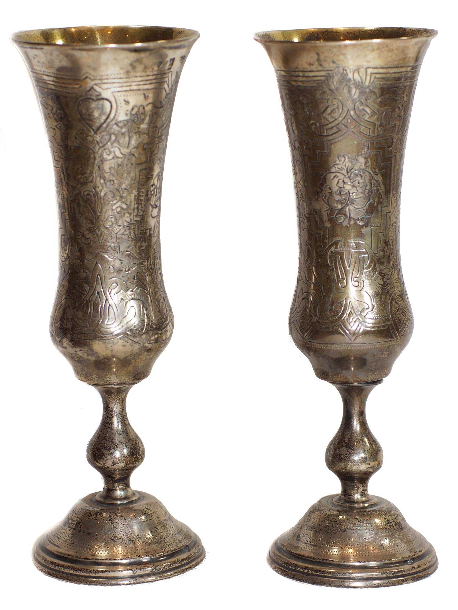 RUSSIAN ORTHODOX WEDDING SILVER GOBLETs, 1865 (1 of 14)