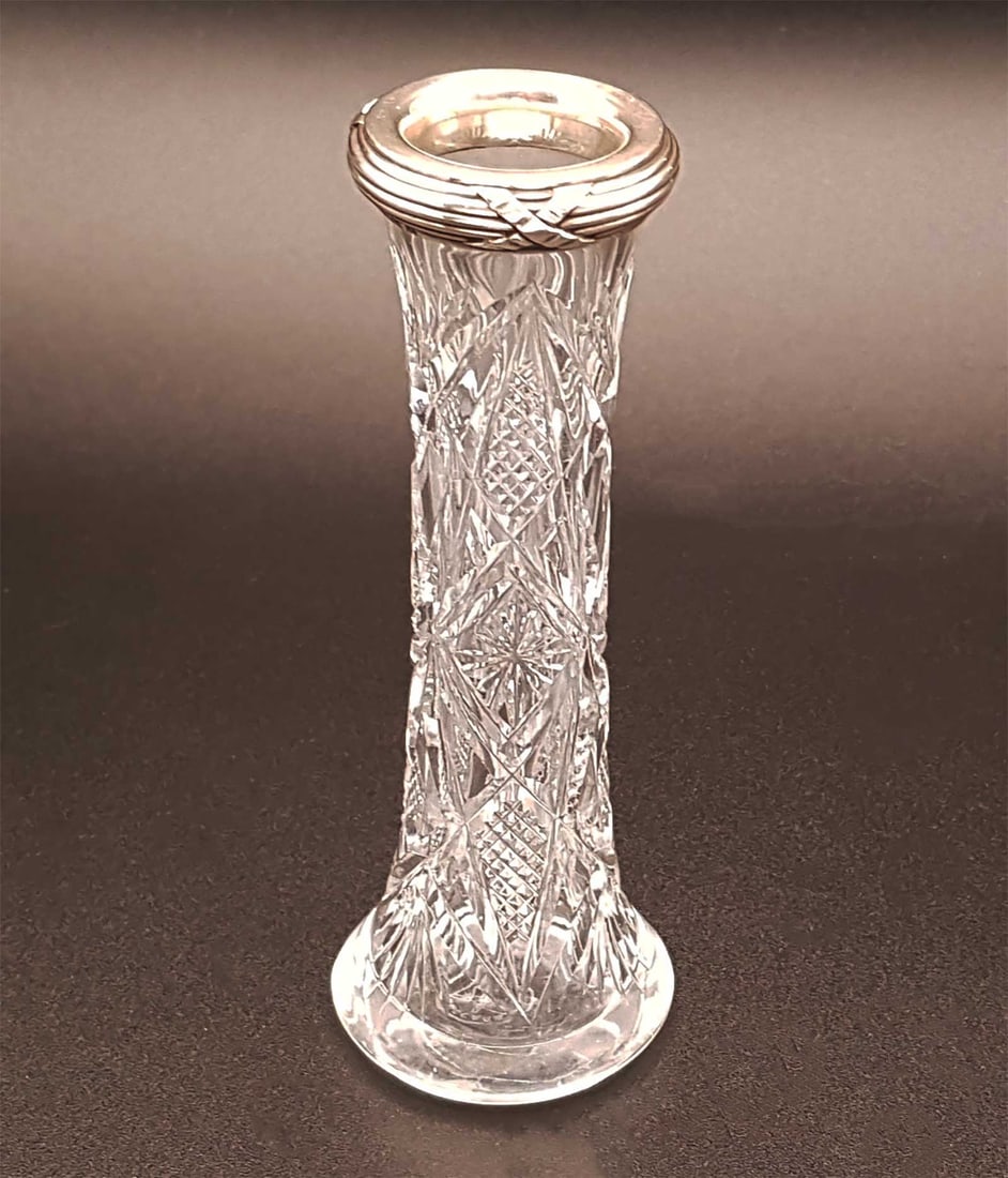 FABERGE - CUT CRYSTAL & SILVER VASE fr. SOTHEBY's (1 of 20)