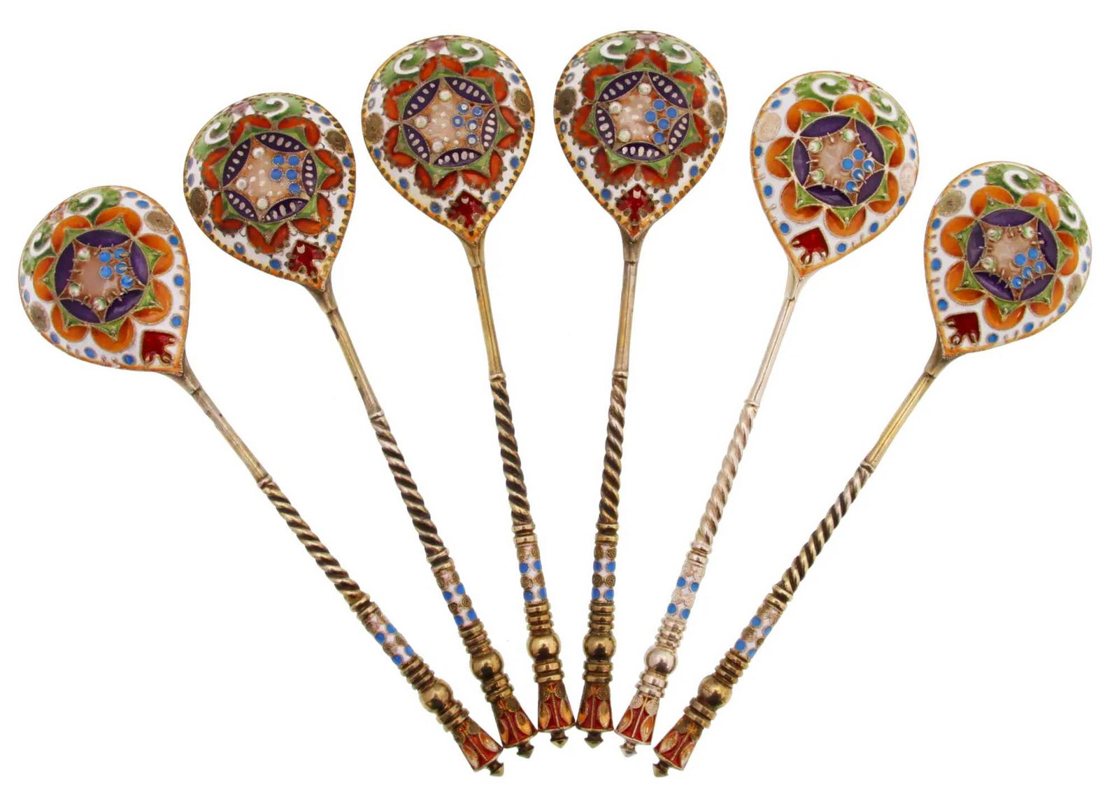 RARE SET of 6 RUSSIAN SPOONS, F.RUCKERT (1 of 16)