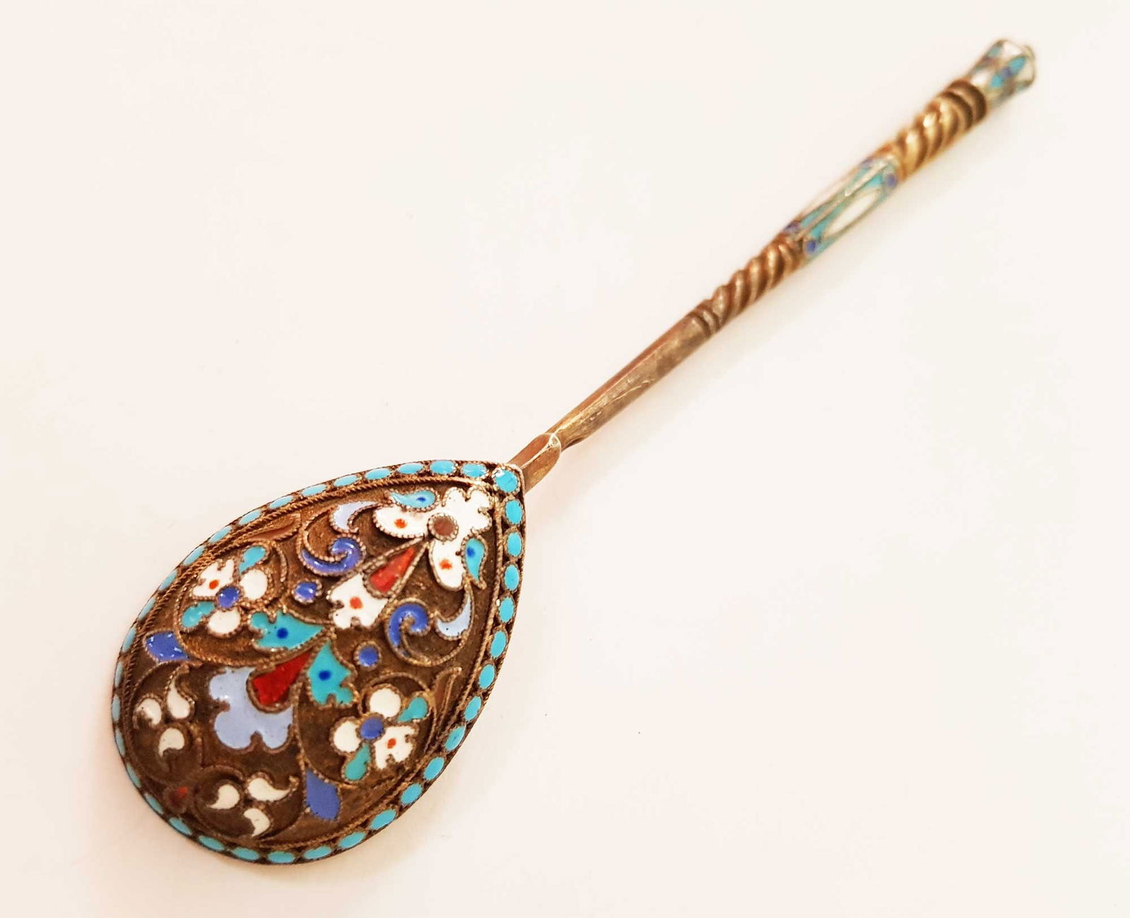ANTIQUE RUSSIAN SILVER & ENAMEL SPOON (1 of 13)