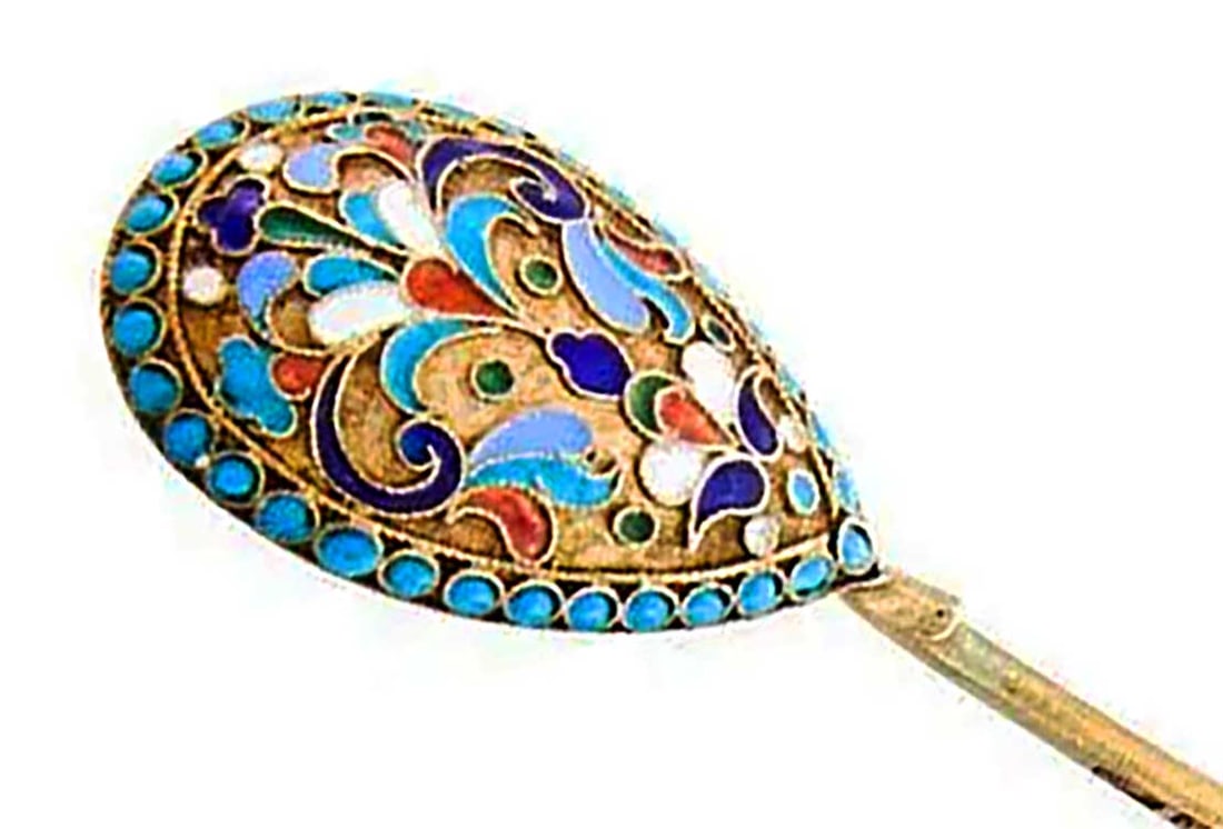 RUSSIAN SILVER ENAMEL SPOON fr. SOTHEBY's (1 of 16)