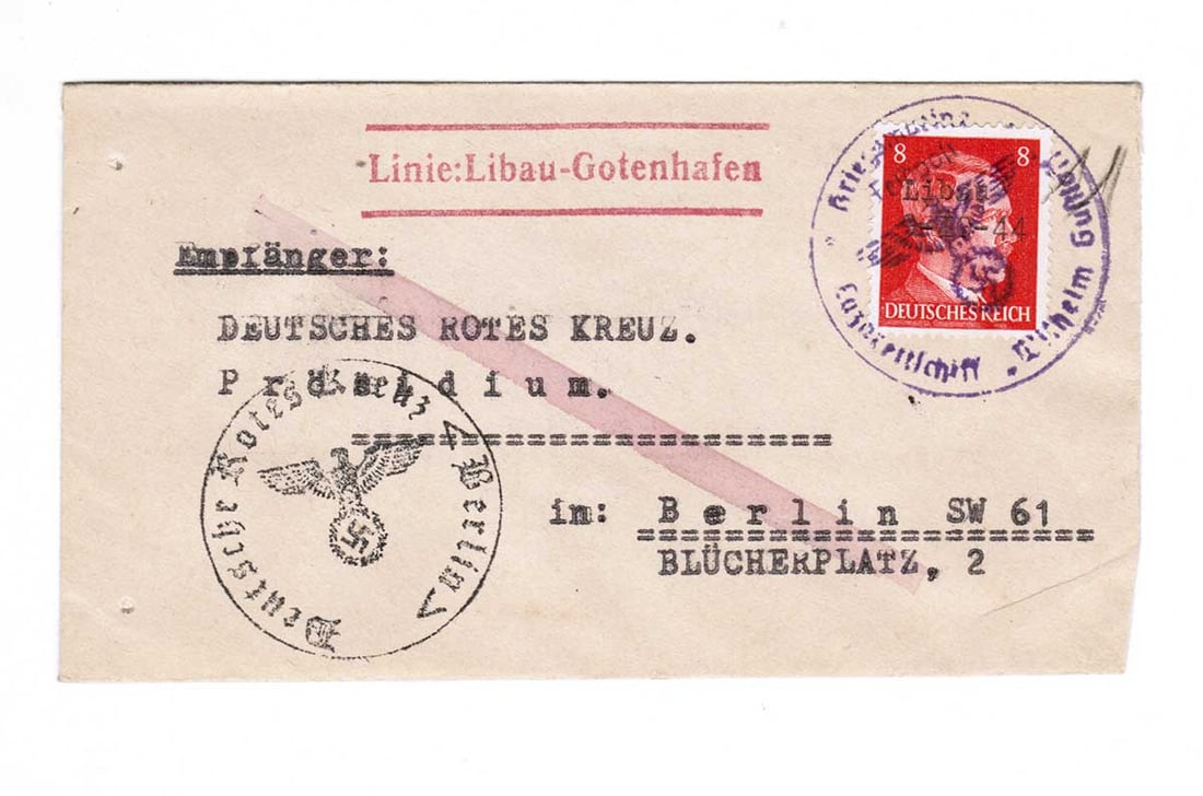GERMAN WWII POST, LAZARETTSCHIFT 'WILHELM GUSTLOFF' (1 of 6)