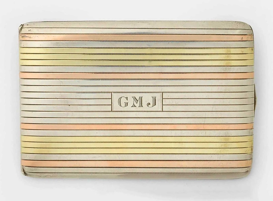 GOLD SILVER US CIGARETTE CASE, MONOGRAMED (1 of 10)
