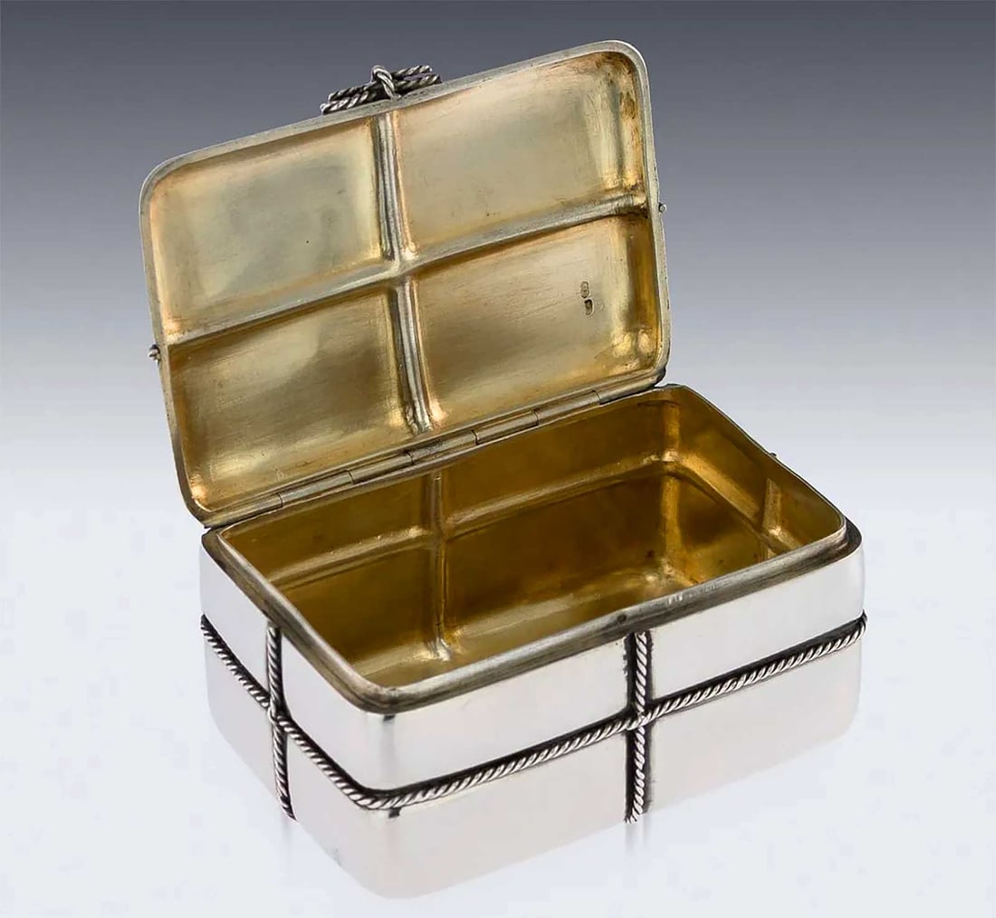 RARE RUSSIAN SILVER TROMPE LOEIL BOX, 1882 (1 of 18)