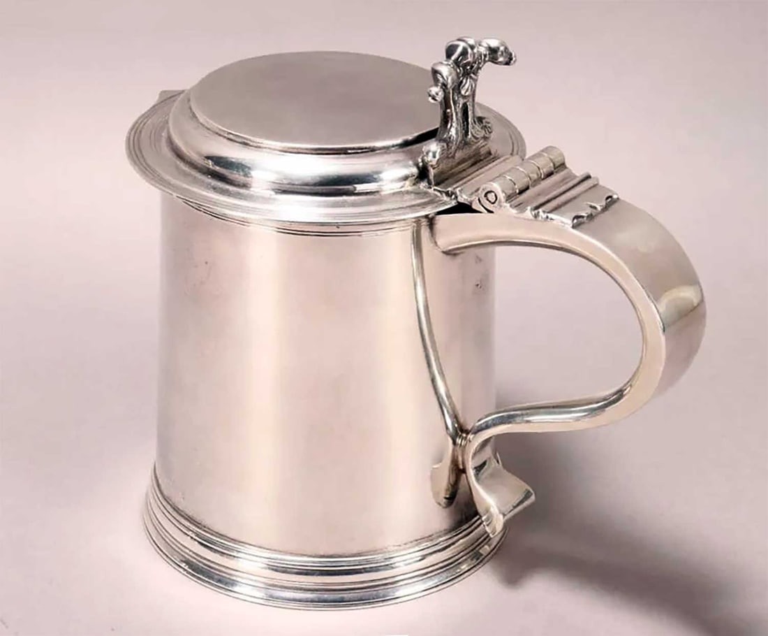 ENGLISH GEORGE V SILVER LIDDED TANKARD (1 of 11)