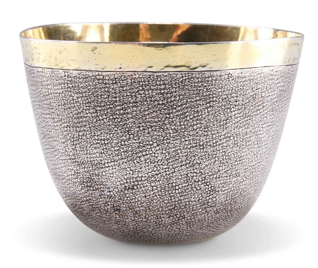 German Silver Kiddush Beaker W. Sharkskin, 1670x Auction