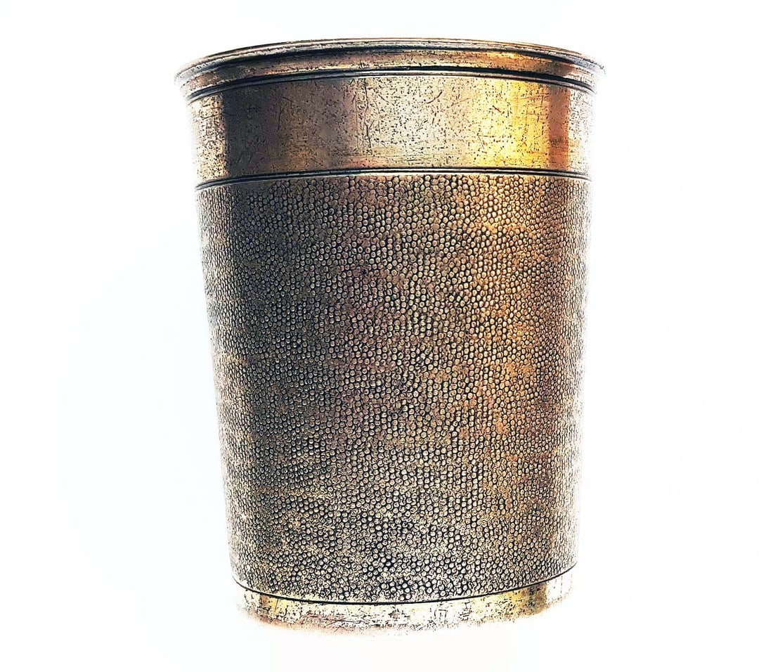LARGE JEWISH SILVER KIDDUSH w. SHARKSKIN, 1692 (1 of 14)