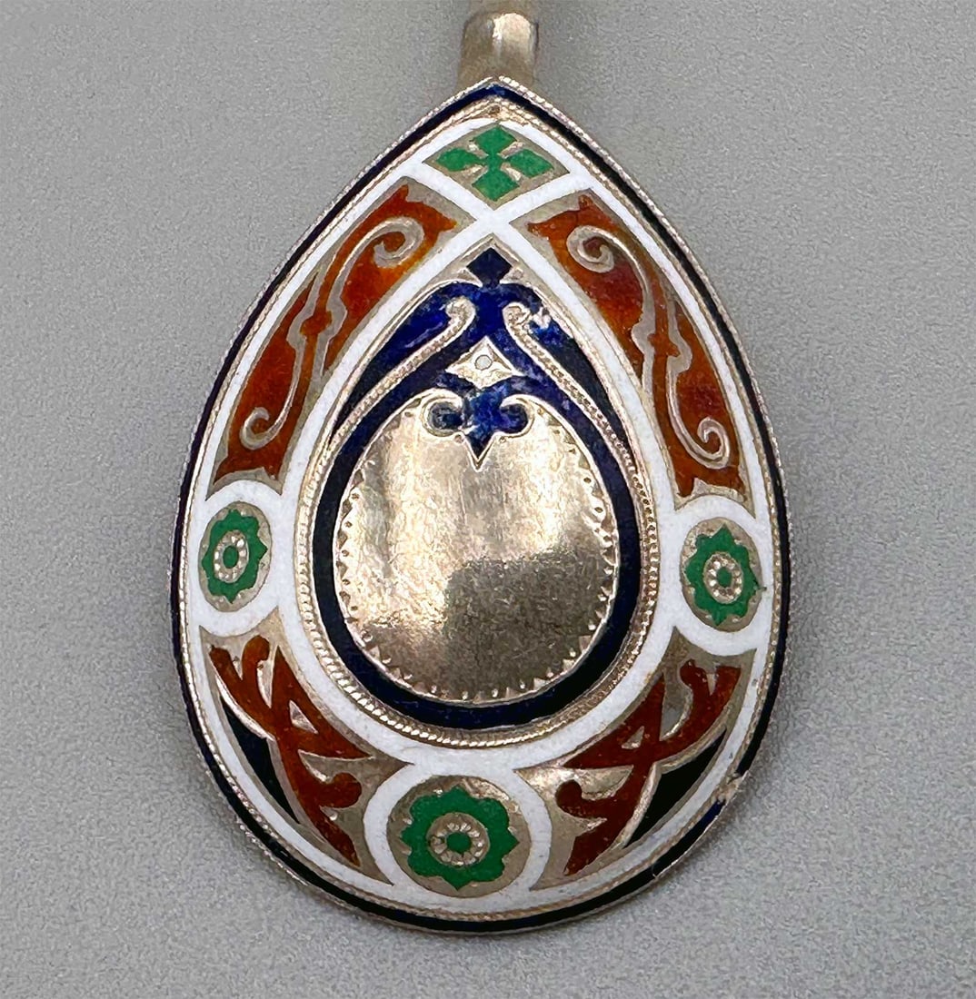 Ivan KHLEBNIKOV - SILVER CHAMPLEVE ENAMEL SPOON, 1874 (1 of 14)