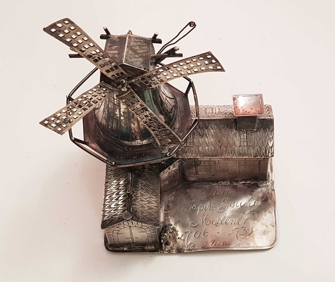 JEWISH SILVER WNDMILL, SPICE CONTAINER, 1731 (1 of 19)