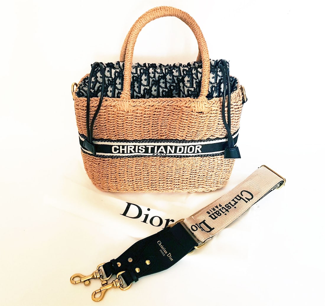 CHRISTIAN DIOR WICKER BASKET STRAW BAG (1 of 14)