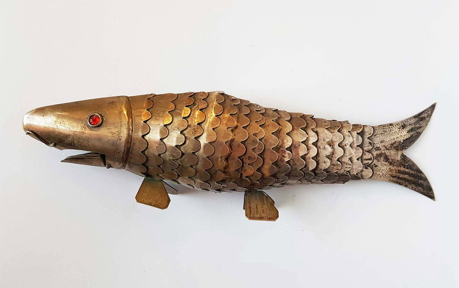 JUDAICA SILVER BESAMIM HAVDALA SPICE CONTAINER: Great display piece! JUDAICA SILVER BESAMIM HAVDALA FISH SPICE CONTAINER, 19th CENTURY This is a 19th-century Judaica silver besamim Havdala spice container. It is designed in the shape of a fish and 