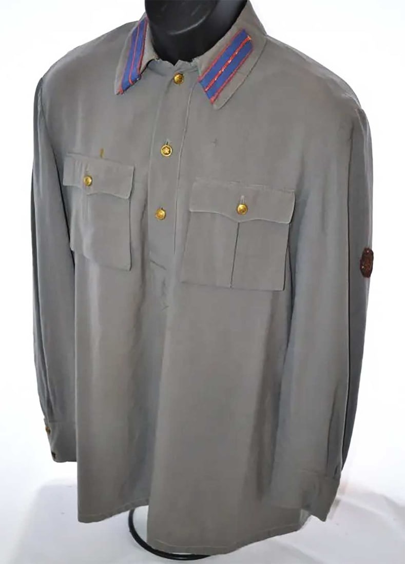 EXTREMELY RARE EARLY SOVIET NKVD UNIFORM, SHIRT: Museum Item with Huge Historical Value! EXTREMELY RARE EARLY SOVIET RUSSIAN NKVD UNIFORM, SHIRT Early Soviet Russian NKVD uniform shirt. It is well-worn but remains in good condition, featuring bullio